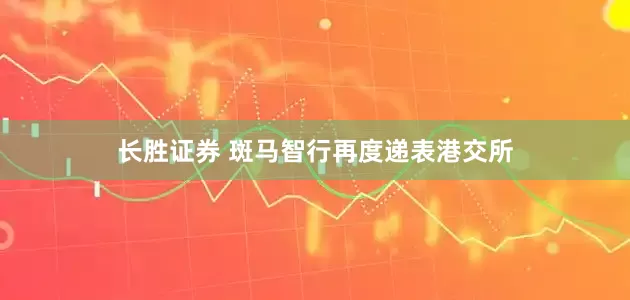 长胜证券 斑马智行再度递表港交所
